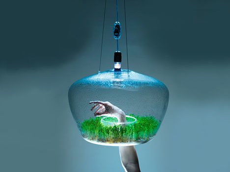 Hanging-Mini Greenhouse + Lamp by Krstyna Pojerova