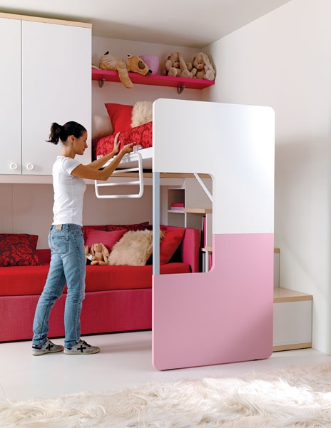 FULL CHILDREN BEST UNIT WITH BED PERFECT FOR SMALL SPACES IN PINK OR GREEN 
