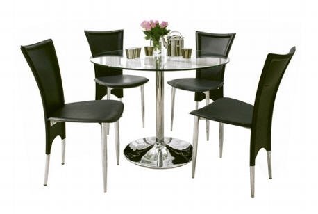 Cleo Circular glass table and 4 Gizmo chairs