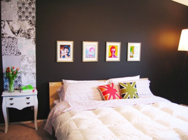 Phòng ngủ nghệ thuật với tường màu đen - Thiết kế - Phòng ngủ