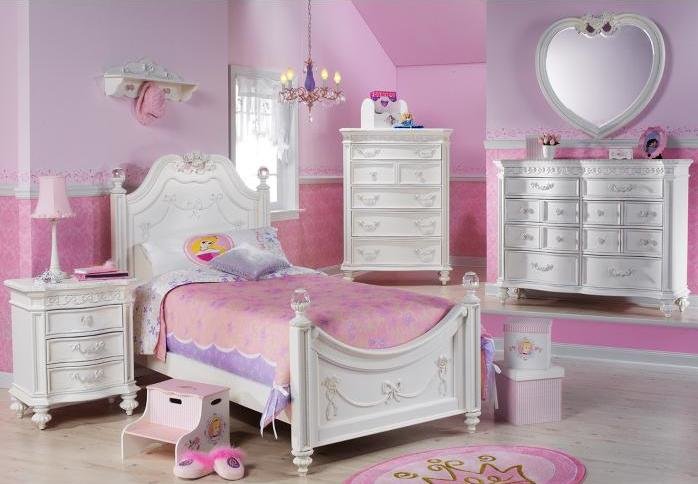 Disney Princess White 4 Pc Twin Poster, Disney Princess Dresser Heart Mirror Set