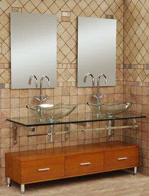 Dreamline Modern Glass 59" Clear Horizon Vanity Set - Furniture Find - Bathroom