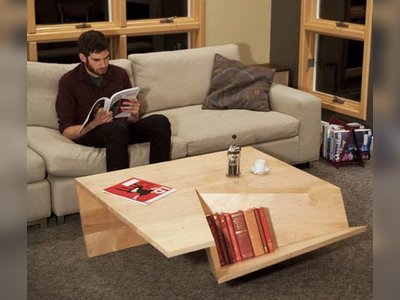 Not Ordinary Shaped Coffee Table With Book Storage