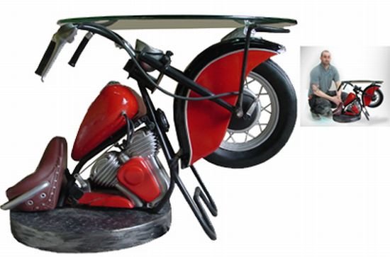 Vintage Bike Side Table for an auto-nerds abode