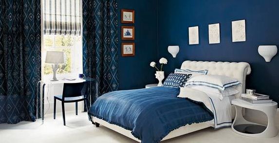 An inky modern bedroom with a classic twist - Bedroom - Interior Design