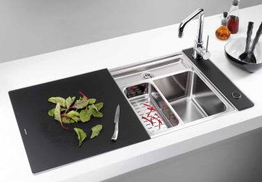 Enclosed Kitchen Sinks with Movable Cutting Boards and Retractable Faucets - new from Blanco