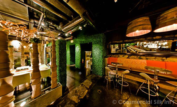 Silk Boxwood Panels In Underground Lounge - Underground Lounge - Interior Design