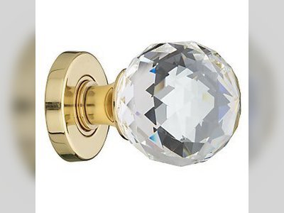 John Lewis Crystal Mortice Knobs, Pack of 2, Brass
