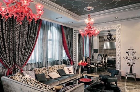 Extremely Glamorous Apartment Design in Black and Red Tones at Moscow - Apartment - Black and red - Design