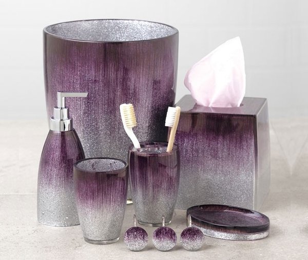 Elegant Sophisticated Purple Bathroom Accessories Decor Report