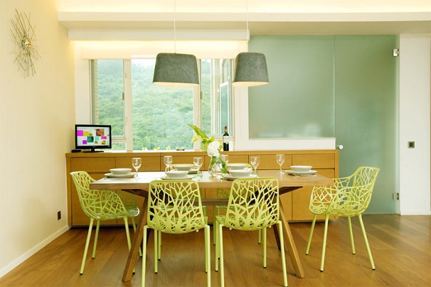 แต่งโต๊ะทานอาหาร ด้วยเฟอนิเจอร์สีเขียว - ห้องรับประทานอาหาร - ห้องครัว - เฟอนิเจอร์ - สีเขียว - มีชีวิตชีวา