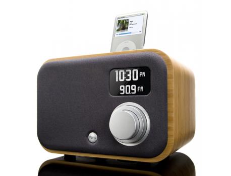 Vers 1.5R iPod Alarm Clock Sound System - Bamboo - Design Public - Clock