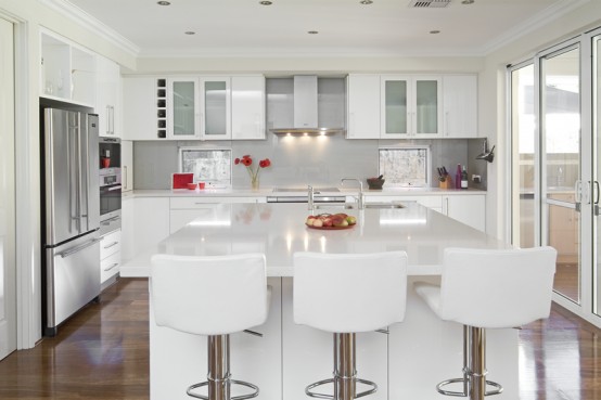 Glossy White Kitchen Design Trend - Kitchen