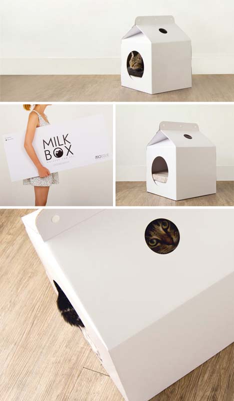 A House for Kitty from Pop-Up Milk Carton - Cat house