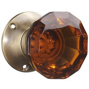 John Lewis Amber Glass Mortice Knobs, Pack of 2, Dia.60mm