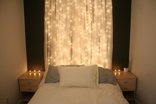 Romantic Bedroom With Christmas Lights - Decoration - Christmas Lights - Lightings - Bedroom - Ideas