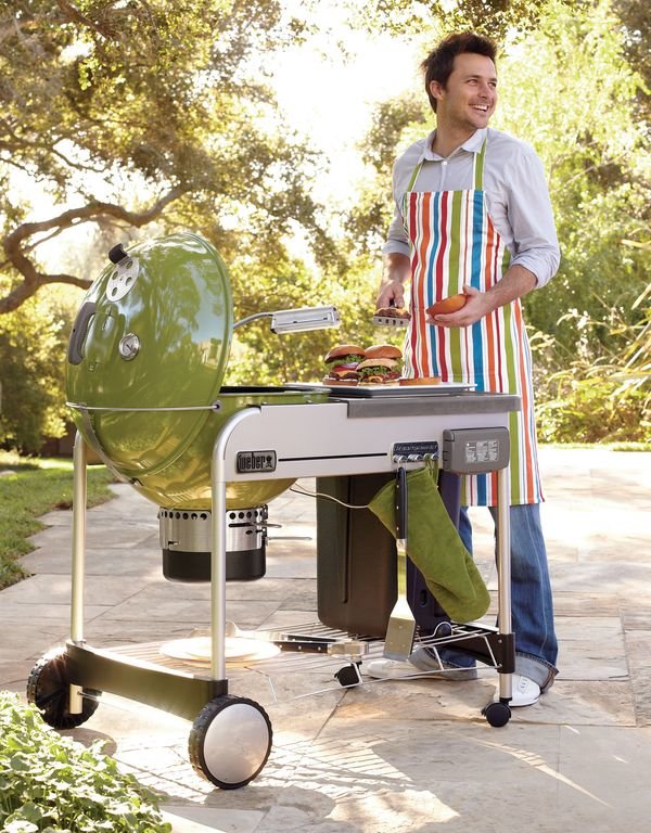Weber's Performer Grill and matching barbecue accessories from Crate & Barrel