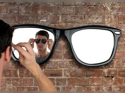 Unusual and Fun, Sunglasses-Shaped Wall Mirror by Thabto