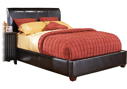 Bremer Faux Leather 3 Pc Queen Bed - Rooms To Go - Bed - Bedroom