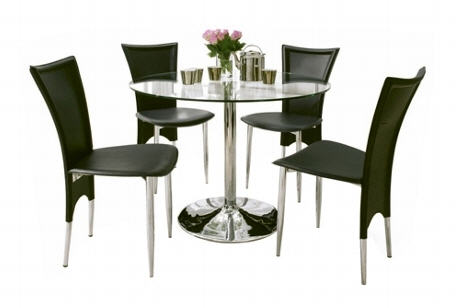 Cleo Circular glass table and 4 Gizmo chairs - Furniture Village - Kitchen - Dining Set