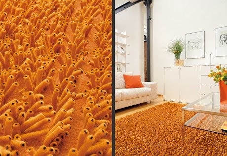 Orange merino wool rug
