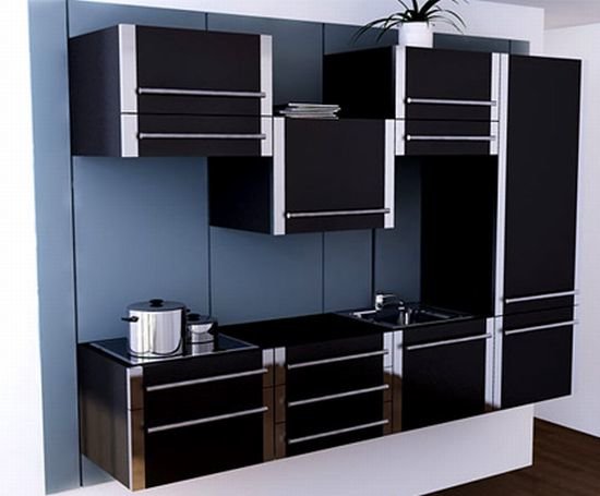 Sliding Kitchen cabinet system maximizing small spaces