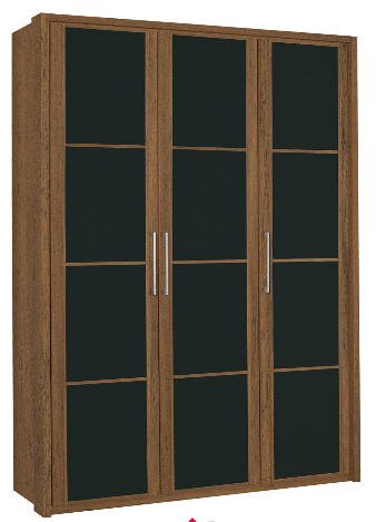 3 door (3 black glass panelled) wardrobe