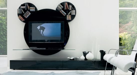 Mickey Mouse TV stand makes storage comic