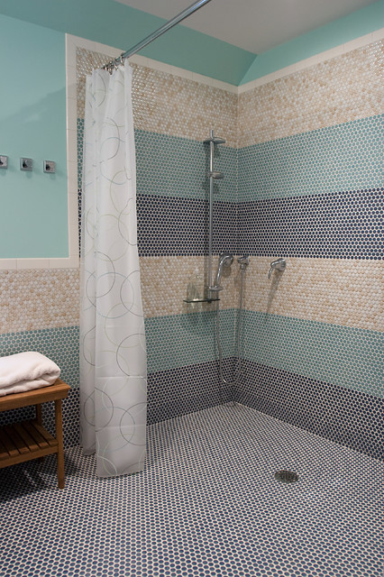 Phòng tắm thời trang khi được lát gạch có hoa văn kẻ sọc - Thiết kế - Phòng tắm - Gạch