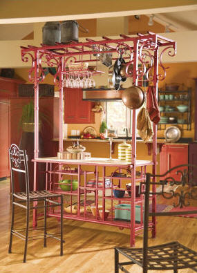 Bago Luma Serving Station Kitchen Island with Stemware Rack - Furniture Find - Kitchen