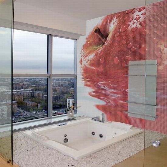 Classy mosiac bathroom tiles by Glassdecor