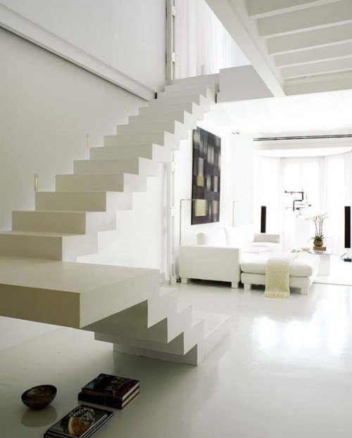 Striking all-white modern duplex in Alicante, Spain
