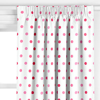 John Lewis Multi Spot Curtains, White / Pink - John Lewis - Curtains