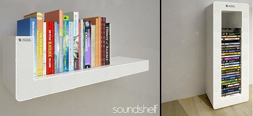 Soundshelf holds your books, blasts your music