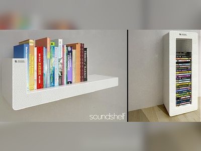 Soundshelf holds your books, blasts your music