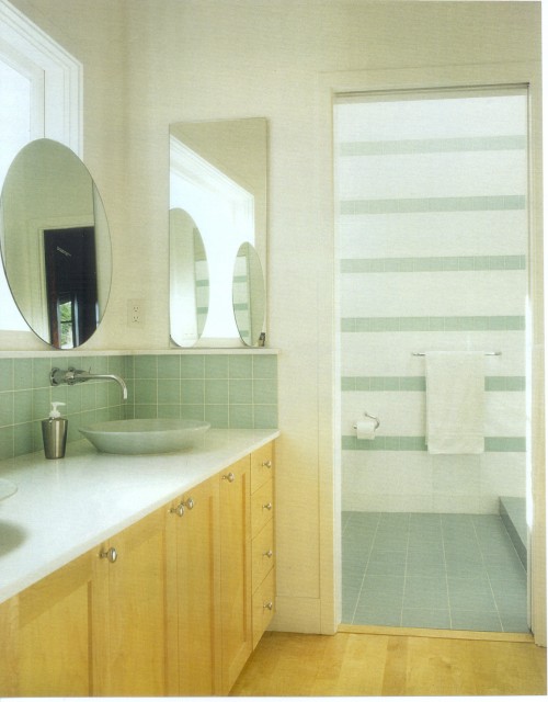 Phòng tắm thời trang khi được lát gạch có hoa văn kẻ sọc - Thiết kế - Phòng tắm - Gạch