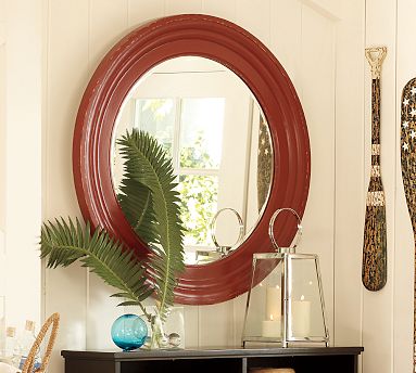 Round Chippy Mirror - Red - Pottery Barn - Mirror