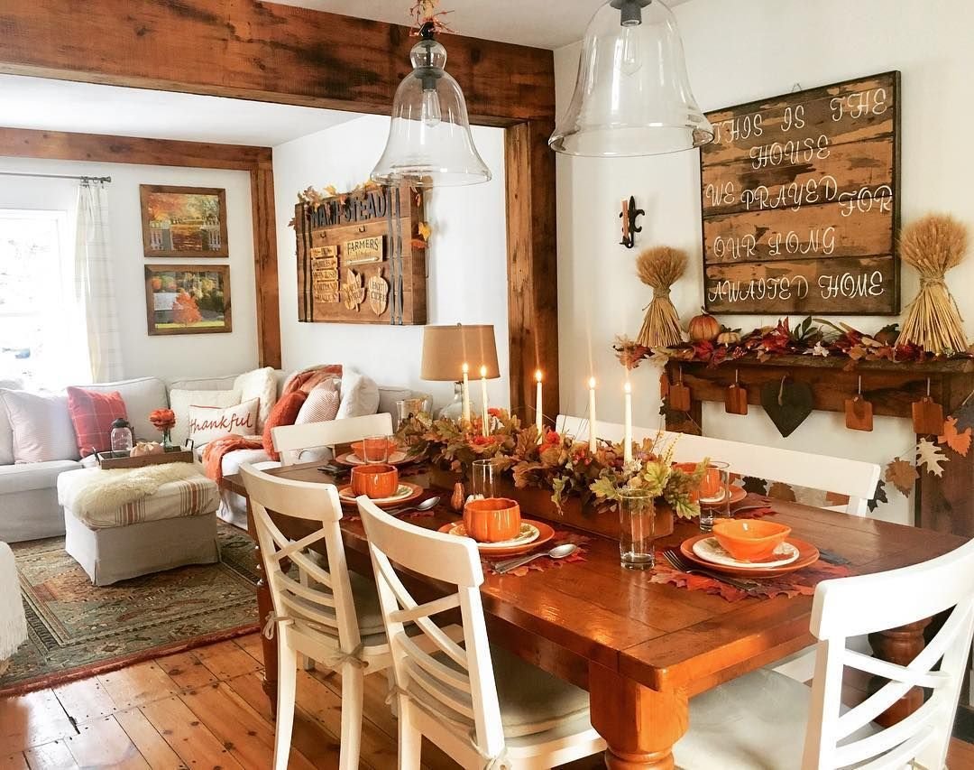 thanksgiving table in living room