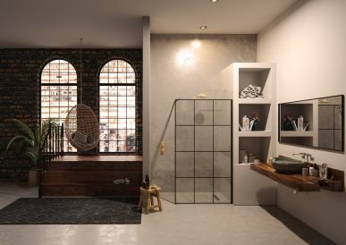 Crittall style steps into the shower