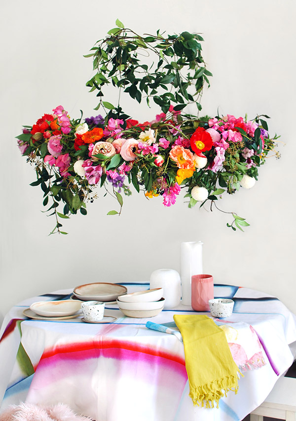 Make a hanging flower chandelier for your next party