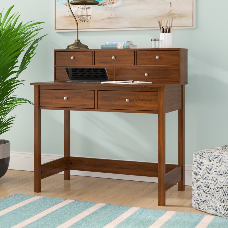 Sadie solid wood secretary deals desk with hutch