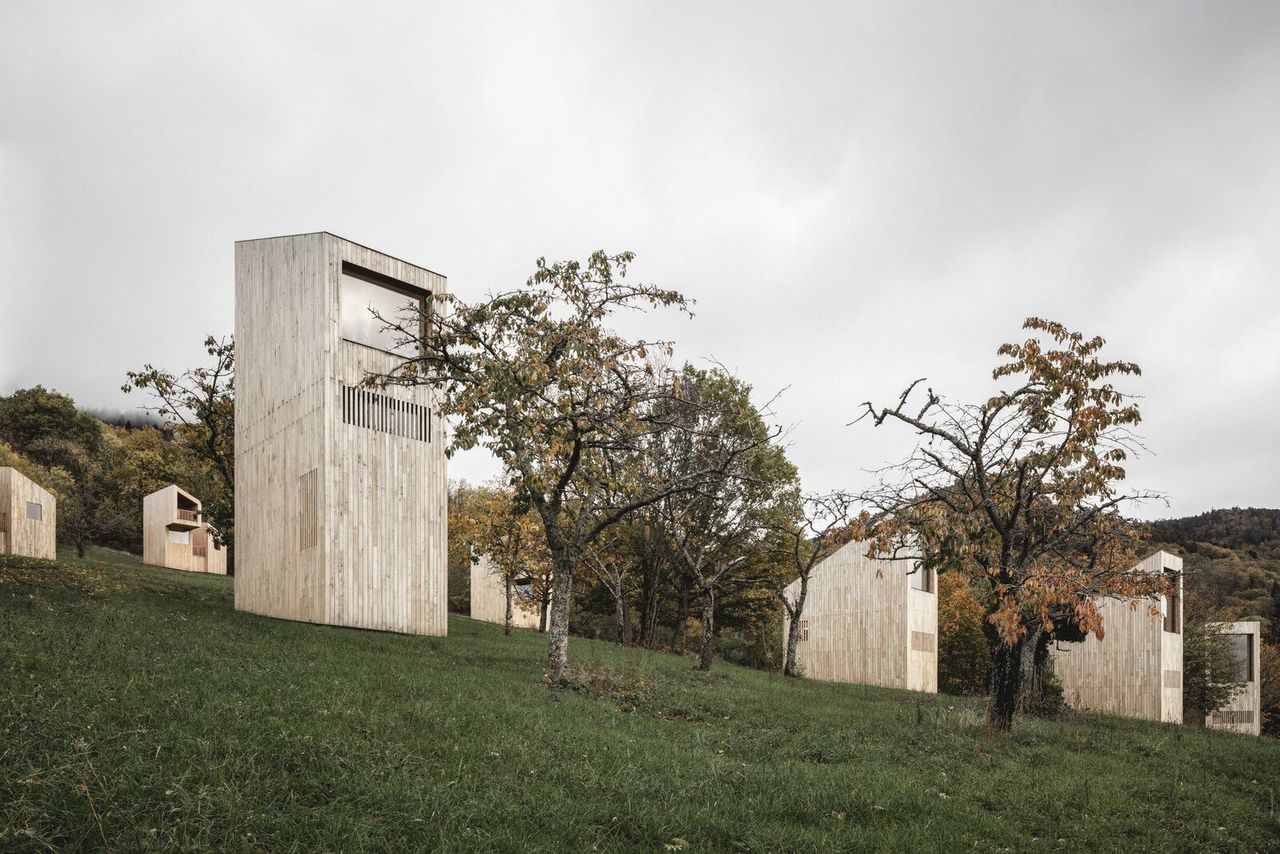 A Series of Monolithic Cabins Comprise a Scandi-Inspired Retreat in the French Countryside