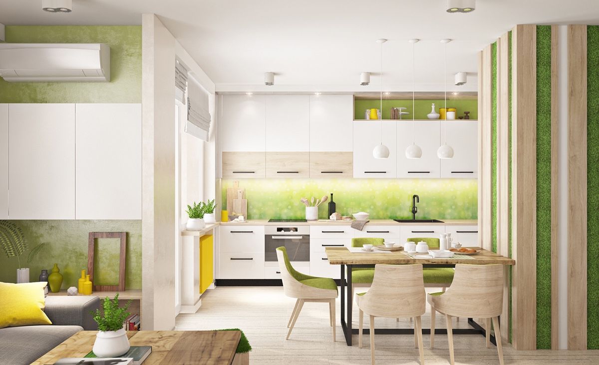 modern green kitchen wall